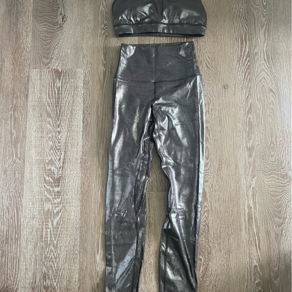 Lululemon espresso shine set - align pant and flow y bra